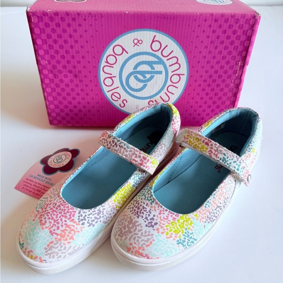 Bumbums & Baubles Olivia Girls Canvas Shoes Rainbow Dots Multicolor Mary Jane